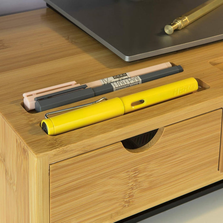 SoBuy BBF03-N Monitorerhöhung Monitorständer Bildschirmständer Schreibtischaufsatz mit Fächern und 3