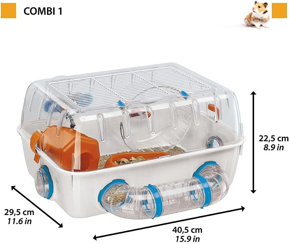 Ferplast Hamsterkäfig, COMBI 1 Nagerkäfig, Kleintierkäfig, Hamsterzubehör inklusive, 40 x 33 x h 23
