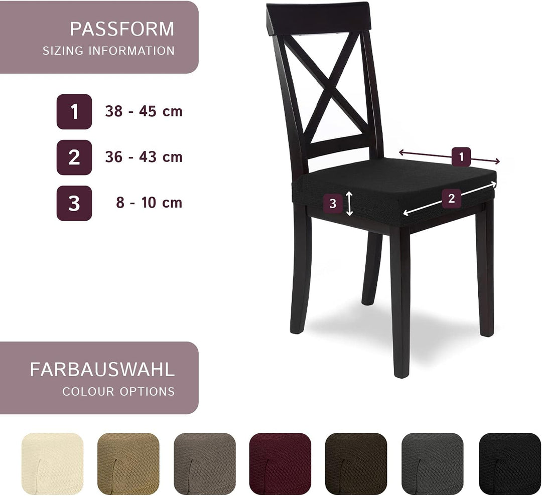 SCHEFFLER-Home Stuhlbezug Mia Schwarz/Stuhlüberzug 6er Set Chair Cover als Stuhlschoner/Stuhlhussen