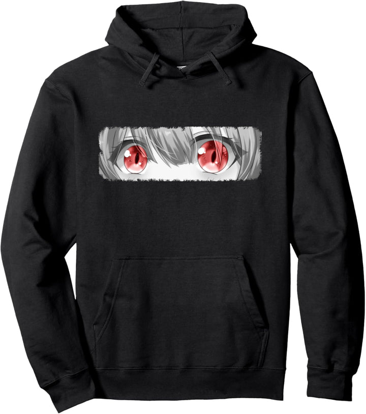Anime Augen Rot Kawaii Süss Sexy Waifu Pullover Hoodie