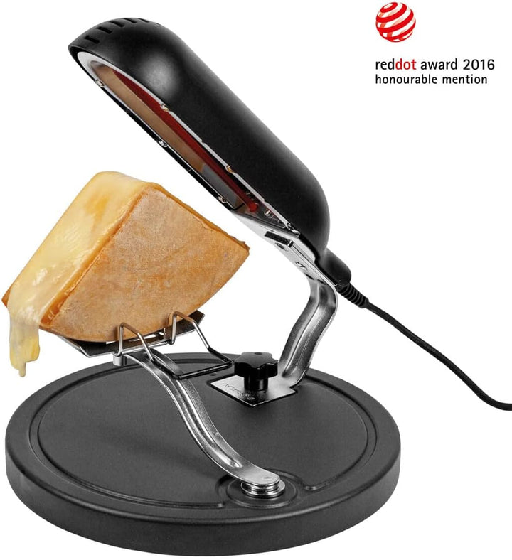 Boska Raclette Quattro Schwarz/Raclette Grill/Extra lange Schnur/Geschmolzener Raclette Käse/Schweiz