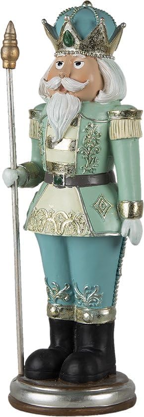 Clayre & Eef 6PR4754 Weihnachtsdeko Standbild Nussknacker Blau 11x10x32 cm