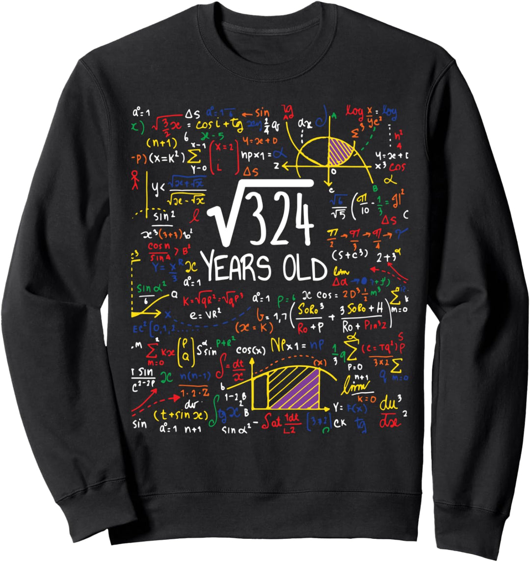 18ter Geburtstag Quadratwurzel von 324 18 Jahre alte Mathe Sweatshirt