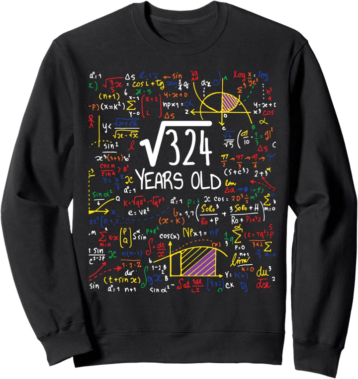 18ter Geburtstag Quadratwurzel von 324 18 Jahre alte Mathe Sweatshirt