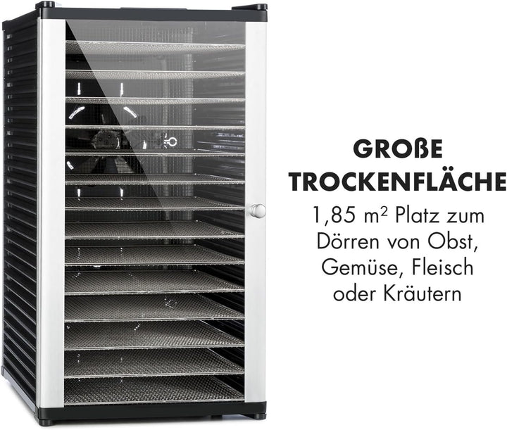 Klarstein Fruit Jerky 14 - Dörrgerät, Obst-/Fleisch- und Früchte-Trockner mit 1,8 m² Trockenfläche u