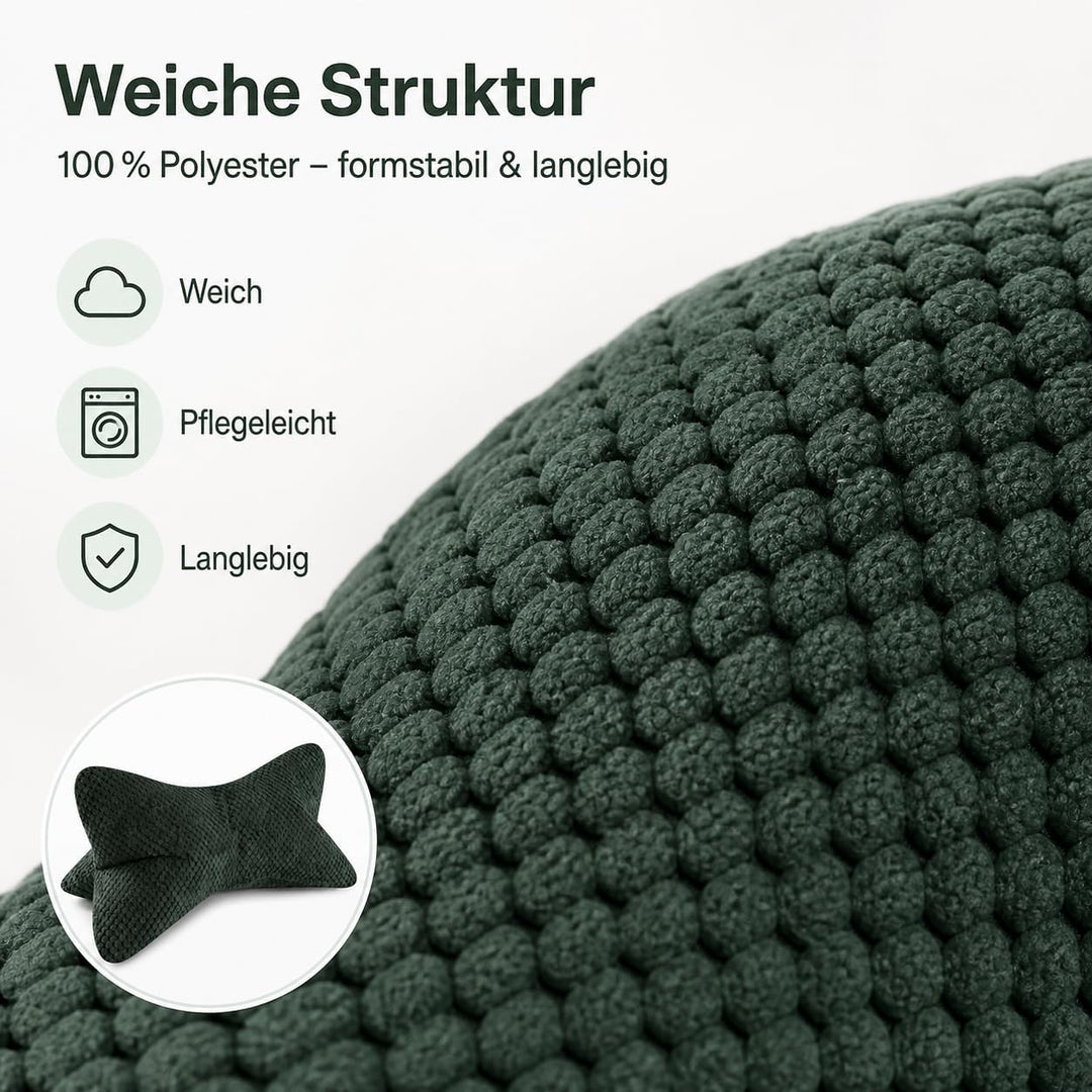 ReWu Leseknochen Grün 41,6 x 25 x 16 cm, ergonomisches Stützkissen mit weicher Struktur, formstabile