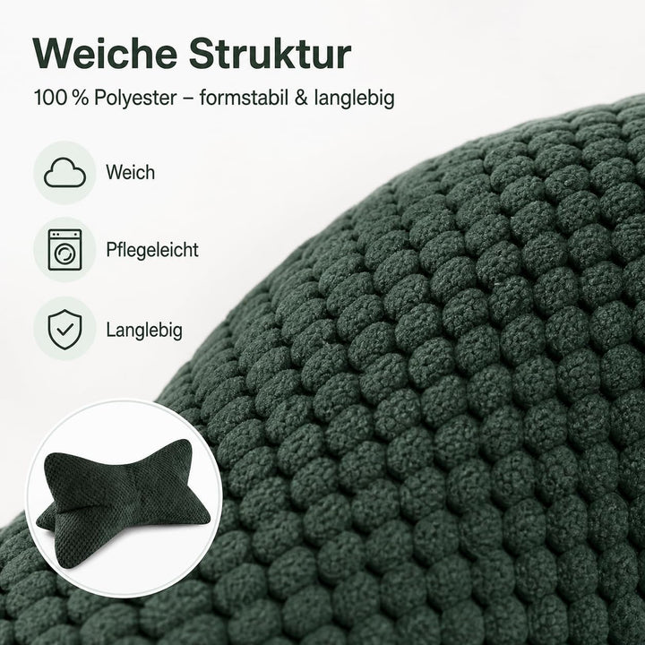ReWu Leseknochen Grün 41,6 x 25 x 16 cm, ergonomisches Stützkissen mit weicher Struktur, formstabile