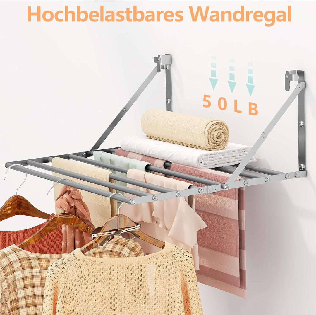 Innotic Wäscheständer Wandmontage Klappbar, Wasserdicht Wäschetrockner Wand Outdoor mit 8 Stangen gr