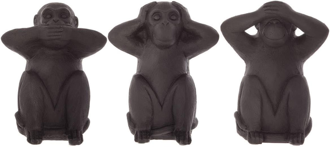 Set aus 3 Statuetten Weise Affen - Kunstharz - schwarz H 23 cm - Schwarz - Atmosphera créateur d&