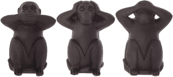 Set aus 3 Statuetten Weise Affen - Kunstharz - schwarz H 23 cm - Schwarz - Atmosphera créateur d&