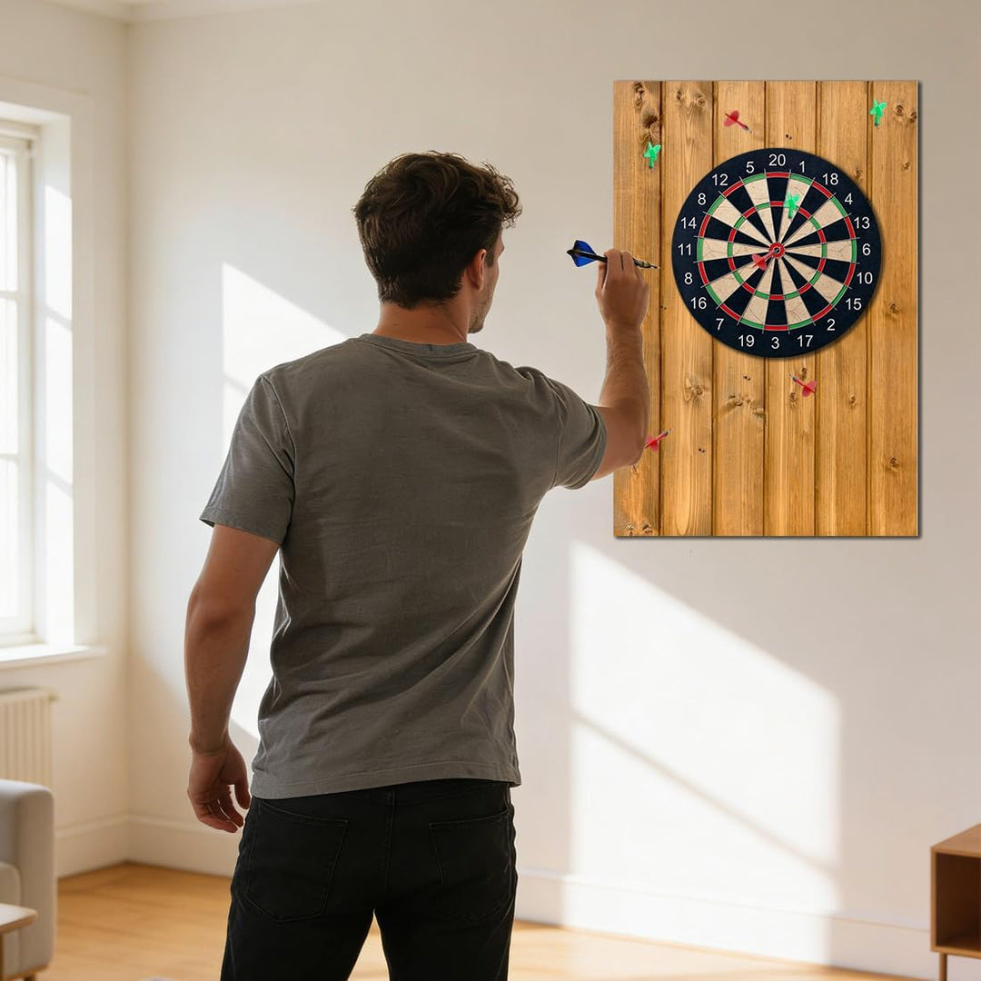 RANJIMA Holzmaserung Dartscheibe Wandschutz, Filz Dartboard-Wandschutz für Dartscheiben Selbstkleben