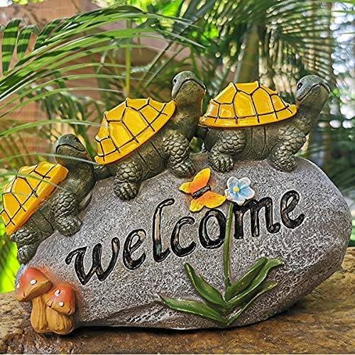 pearlstar Gartenfiguren für draussen wetterfest, Solar Schildkröte Figuren für aussen, Solar Statue