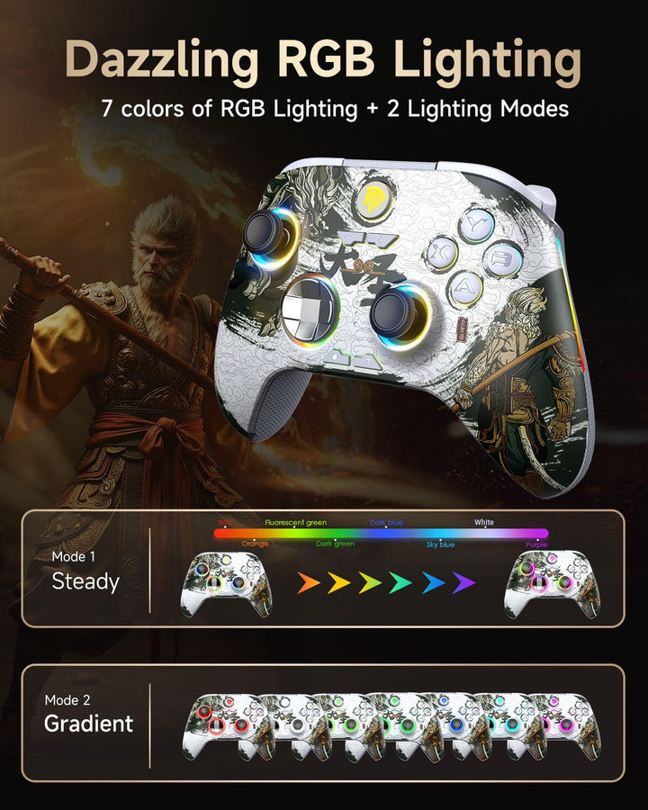 EasySMX X15 Controller PC, PC Controller Wireless mit 7 RGB Licht, Gaming Controller PC mit Hall Joy