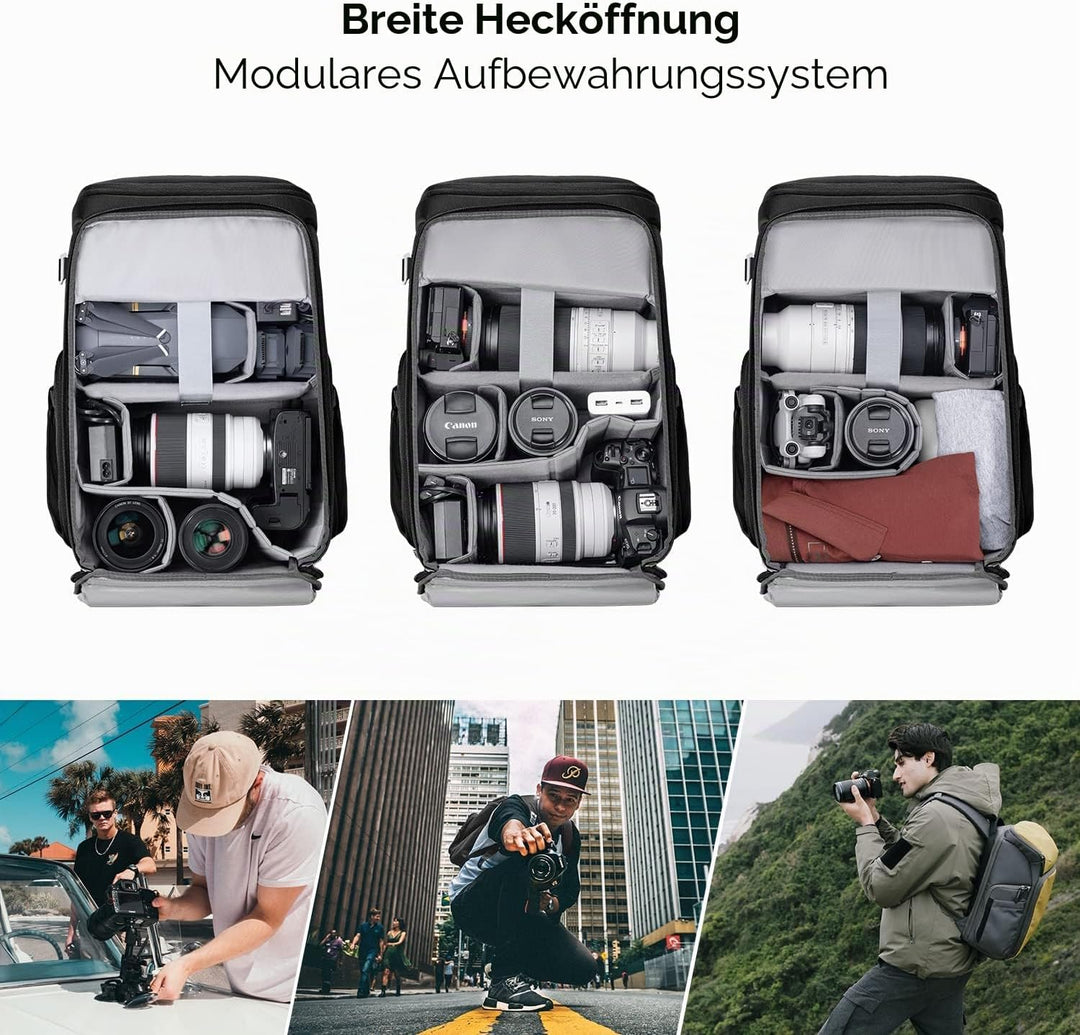 K&amp;F CONCEPT Kamerarucksack, Fotorucksack für Fotografen, Kamerarucksack mit 15.6 Zoll-Laptopfach, ko