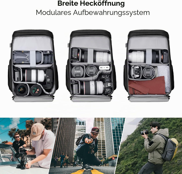 K&amp;F CONCEPT Kamerarucksack, Fotorucksack für Fotografen, Kamerarucksack mit 15.6 Zoll-Laptopfach, ko