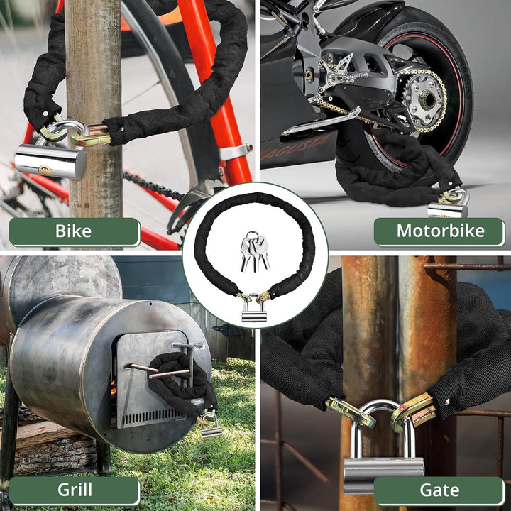 EYPINS Motorradschloss Fahrradschloss, 120cm ø10mm Kettenschloss Motorrad Kettenschloss Fahrrad Roll