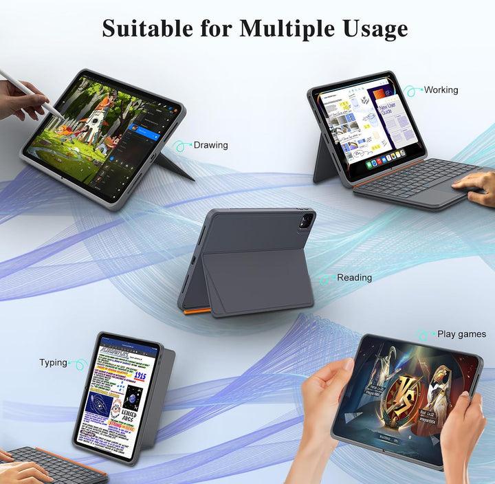 für iPad Pro 13 Zoll Hülle mit Tastatur (M5 2025, M4 2024), Magnetische Abnehmbare Hintergrundbeleuc