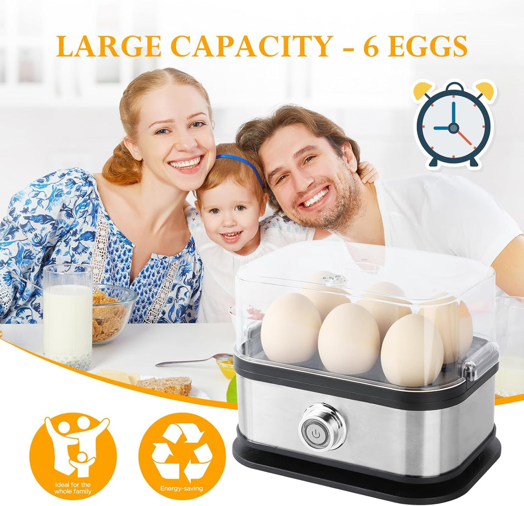 VINATO Eierkocher, bis zu 6 Eier (weich, mittel, hart, pochiert), Familiengrösse Egg Cooker, Leicht