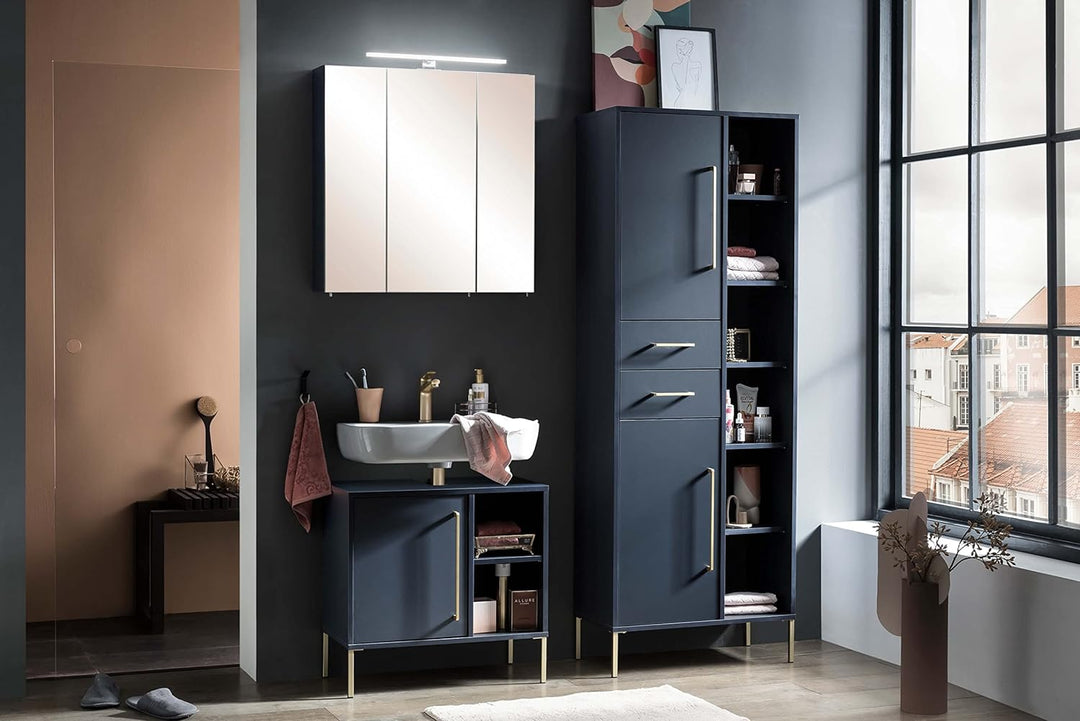 Schildmeyer Kent Spiegelschrank, Holzwerkstoff, Nachtblau, 70 x 16 x 74,8 cm Nachtblau 70 x 16 x 74,