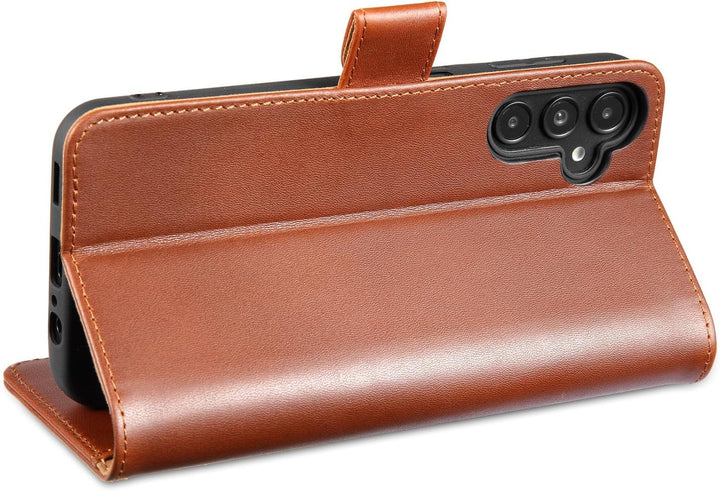 LENSUN Echtleder Hülle für Samsung Galaxy A14, Handyhülle [Echtes Leder][Kartenfach][RFID Schutz][Kl