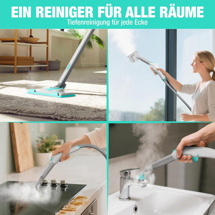 HAUSHOF Dampfreiniger 2000W, mit 1,5L Tank, max. 4,0 bar Dampfdruck, Aufheizzeit 8 Min, Dampfzeit bi
