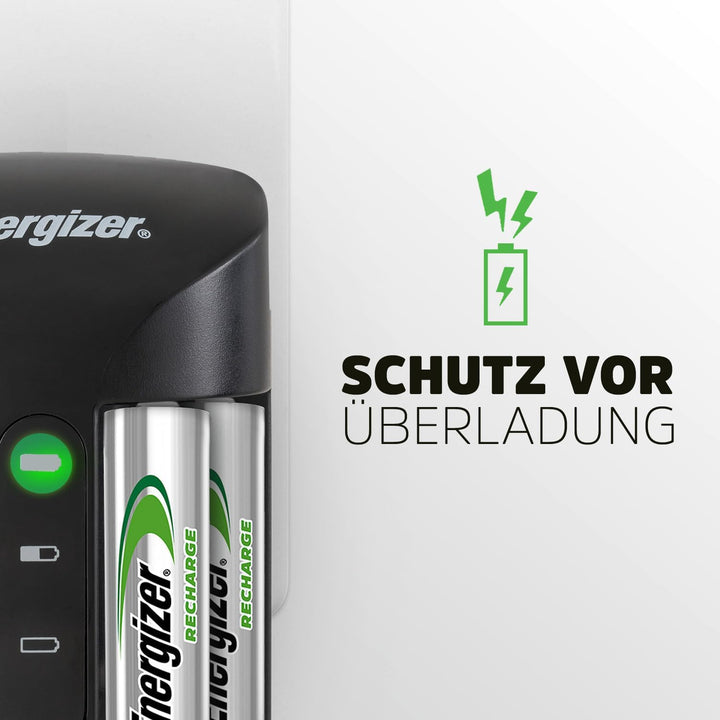 Energizer Recharge Pro - Batterieladegerät für Wiederaufladbare Akku AA und AAA NiMH - 4 AA 2000 mAh