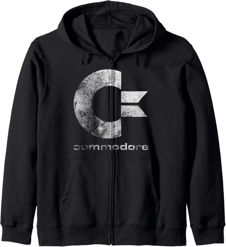 COMMODORE - C64 Grossbuchstabe Stone Washed Grunge Kapuzenjacke