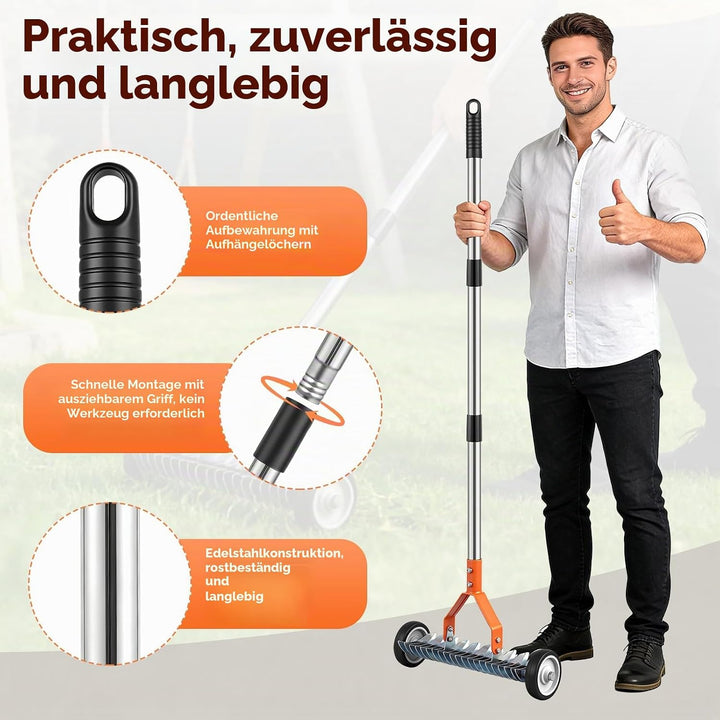 Vertikutierer Hand Rechen Metall Rasenrechen | Schneidrechen Verstellbarer Vertikutierrechen | Rasen