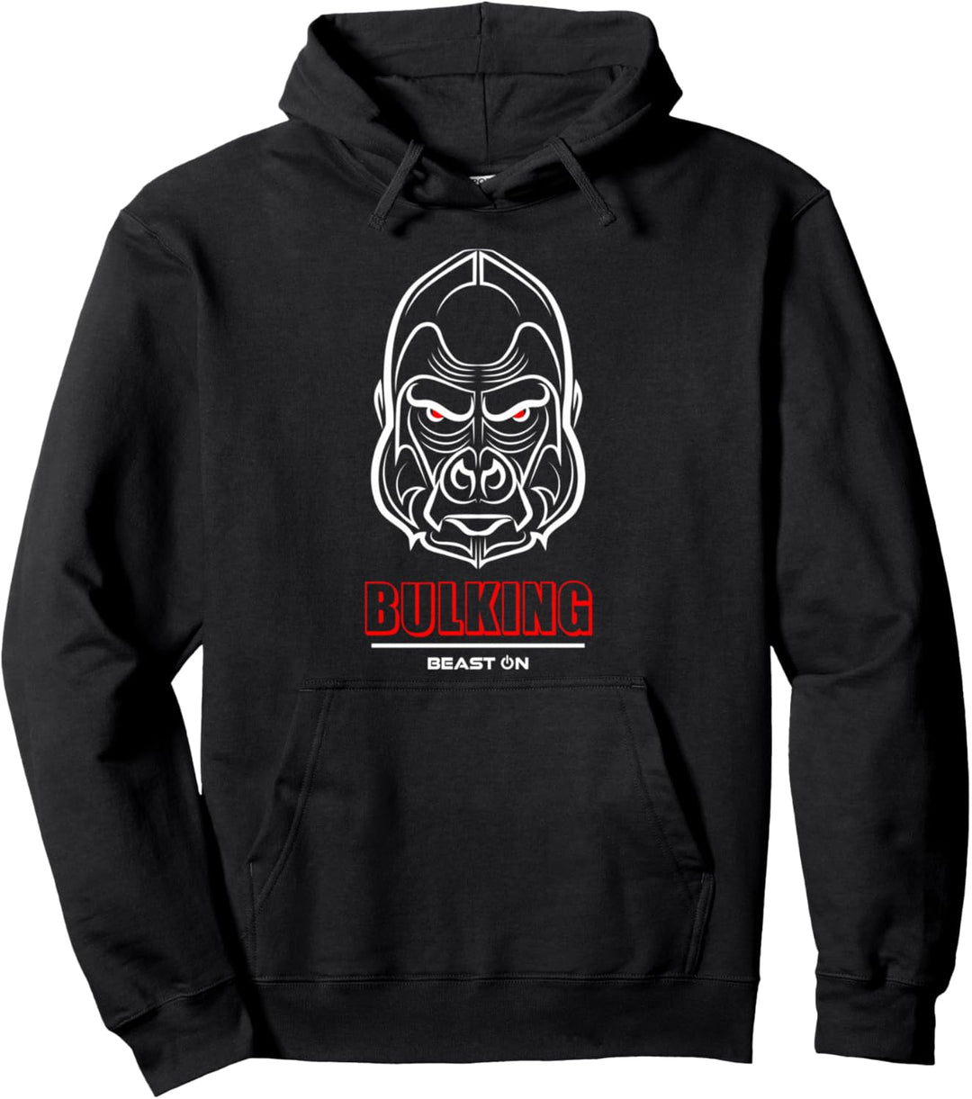 Gorilla Kopf Bulking Rot Gym Workout Fitness Training Gains Pullover Hoodie