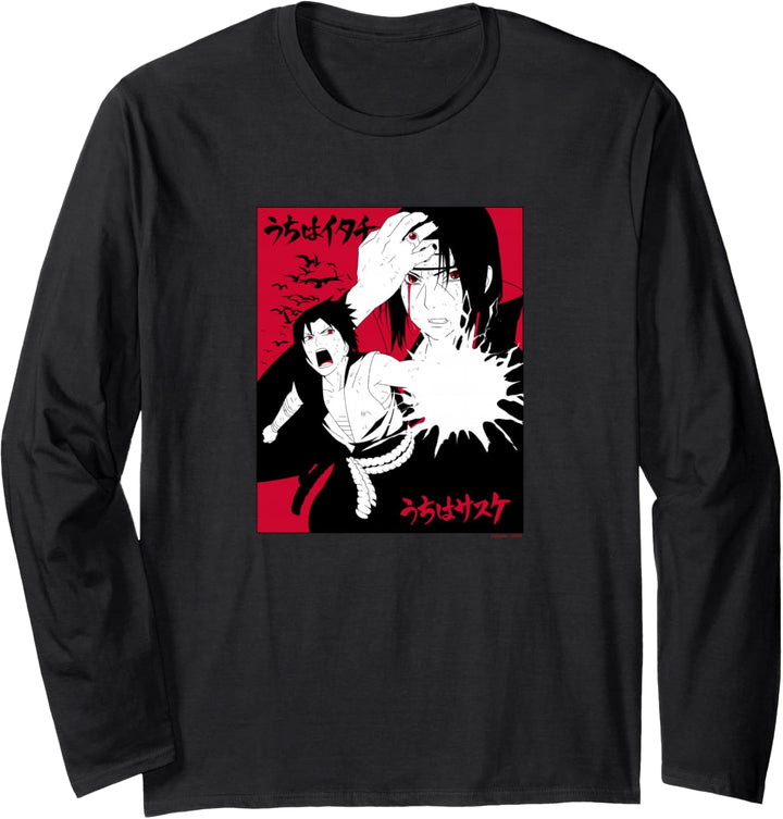 Naruto Shippuden Itachi & Sasuke mit Kanji Langarmshirt