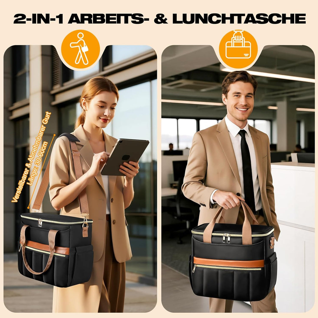 Kühltasche, Lunchtasche mit Weiter Öffnung, Grosse Auslaufsichere Lunch Bag Damen Herren mit Mehrere