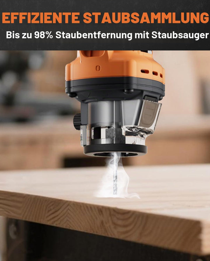 DOVAMAN DCT01A 20V Akku-Trockenbaufräse, 97% Staubabsaugung (staubsaugerkompatibel), bürstenloser Mo