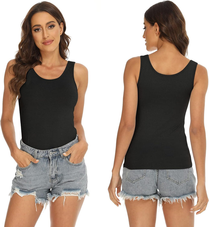 BQTQ 5 Stück Unterhemd Damen Crop Top Tank Top Basic Cami Tank Top für Frauen und Mädchen S Schwarz,