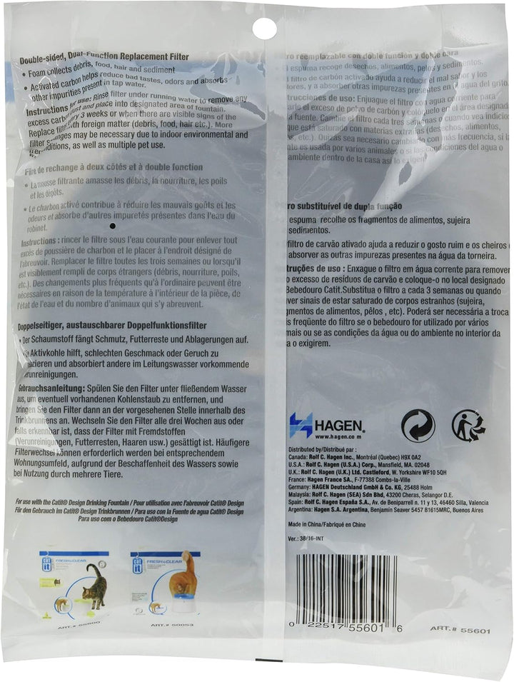 Catit Ersatzreinigungsfilter, Trinkbrunnenfilter, für die 3L Catit Trinkbrunnen, 6er Pack 3 Stück (2
