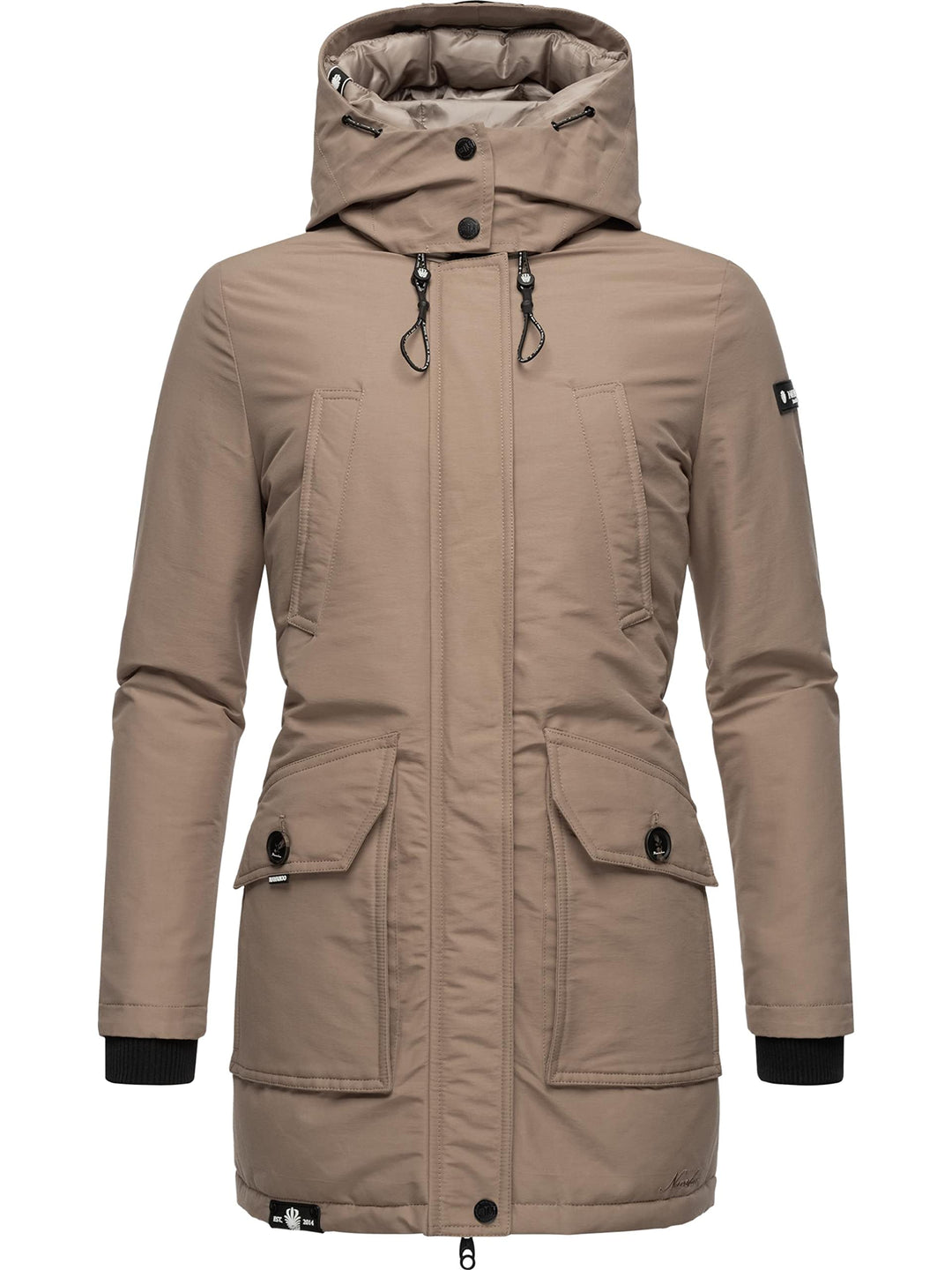 Navahoo Damen Warmer Winter Kurzmantel Blizzardstorm XS-3XL XS Taupe Grey, XS Taupe Grey