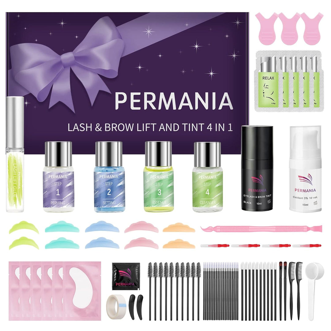 PERMANIA Wimpernlifting Set mit Farbe Schwarz, Lash Lift und Tint enthält die nötigen Utensilien, La