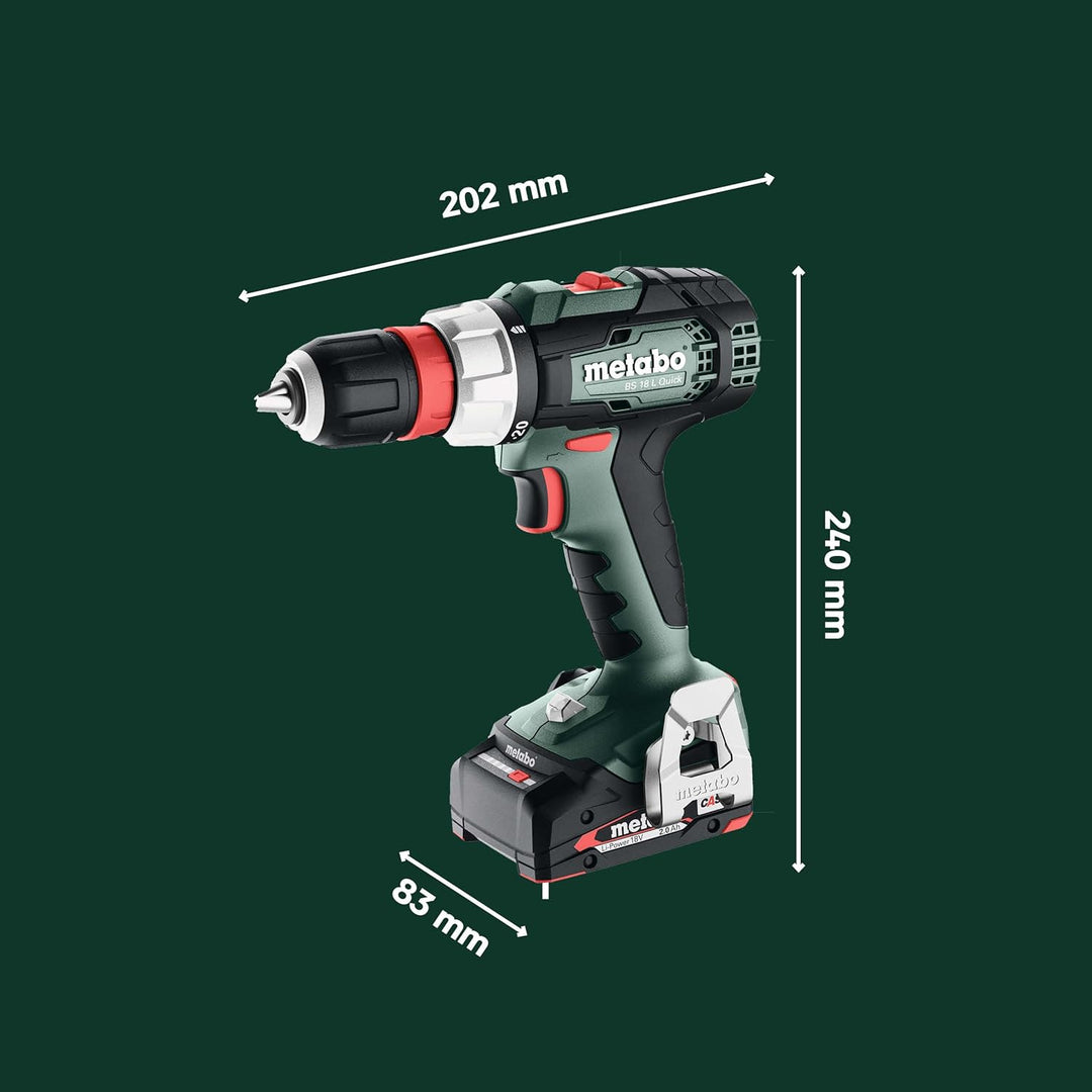 metabo Akku-Bohrschrauber BS 18 L Quick - 18V, 60Nm Drehmoment - Überlastschutz, kompakt & leistungs