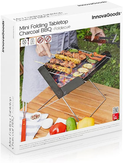 InnovaGoods® Tragbarer, klappbarer Mini-Holzkohlegrill Foldecue, Leicht zu transportieren, Einfach z