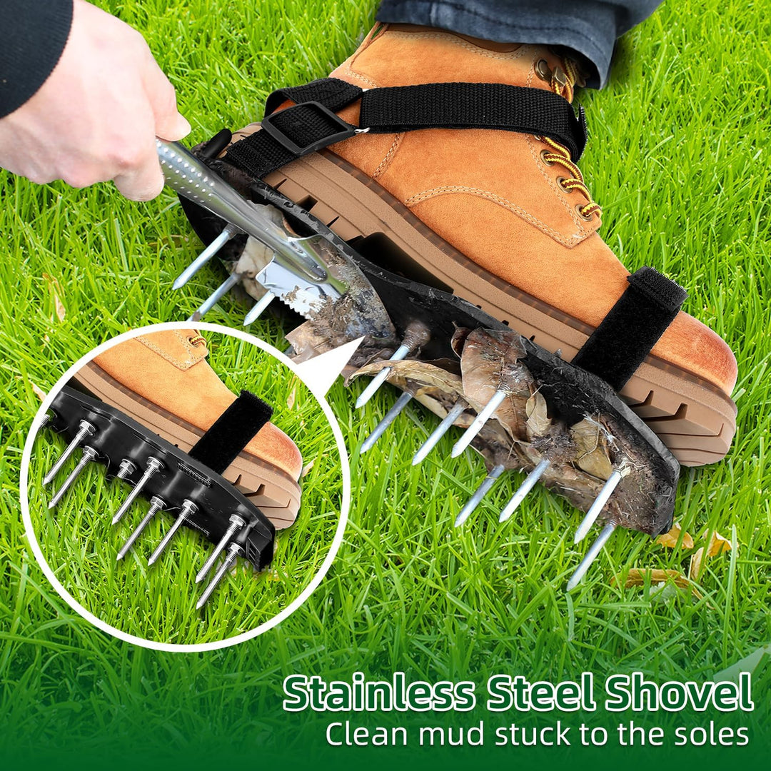 Ohuhu Rasenlüfter Schuhe Nagelschuhe mit Schaufel Kostenlose Installation, Rasenbelüfter Aerifiziere