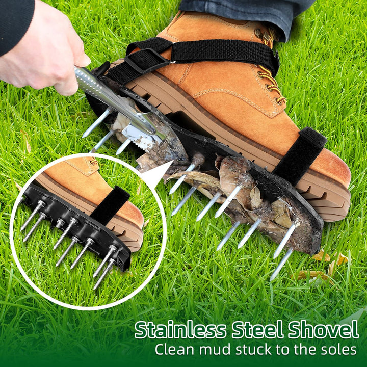 Ohuhu Rasenlüfter Schuhe Nagelschuhe mit Schaufel Kostenlose Installation, Rasenbelüfter Aerifiziere