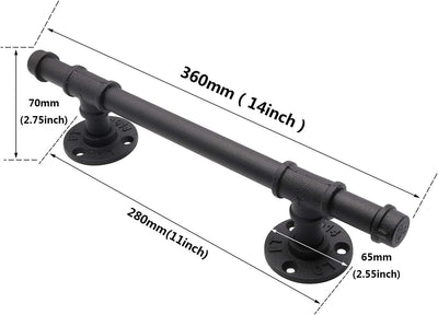 2 Stück Scheunentor Griff LONTAN Schmiedeeisen Schiebetür Handgriff Türgriff LS0503 – 360mm Ziehgrif