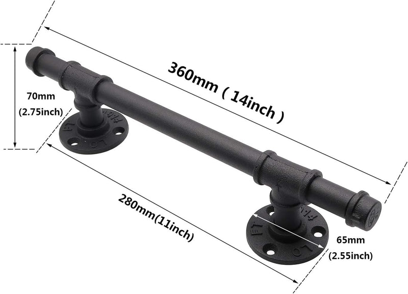 2 Stück Scheunentor Griff LONTAN Schmiedeeisen Schiebetür Handgriff Türgriff LS0503 – 360mm Ziehgrif