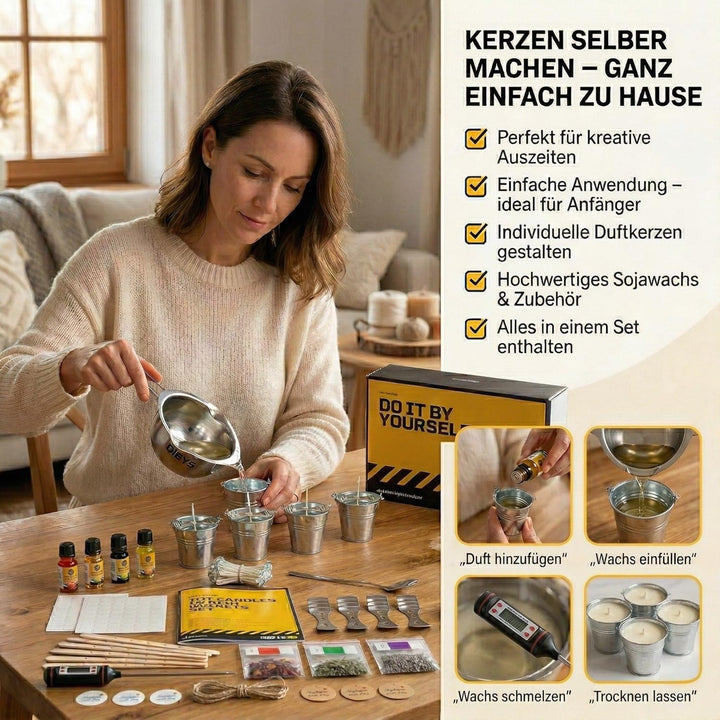 DIBYS Kerzen selber machen Set für Erwachsene | DIY Duftkerzen Set mit Sojawachs | Komplett Set mit