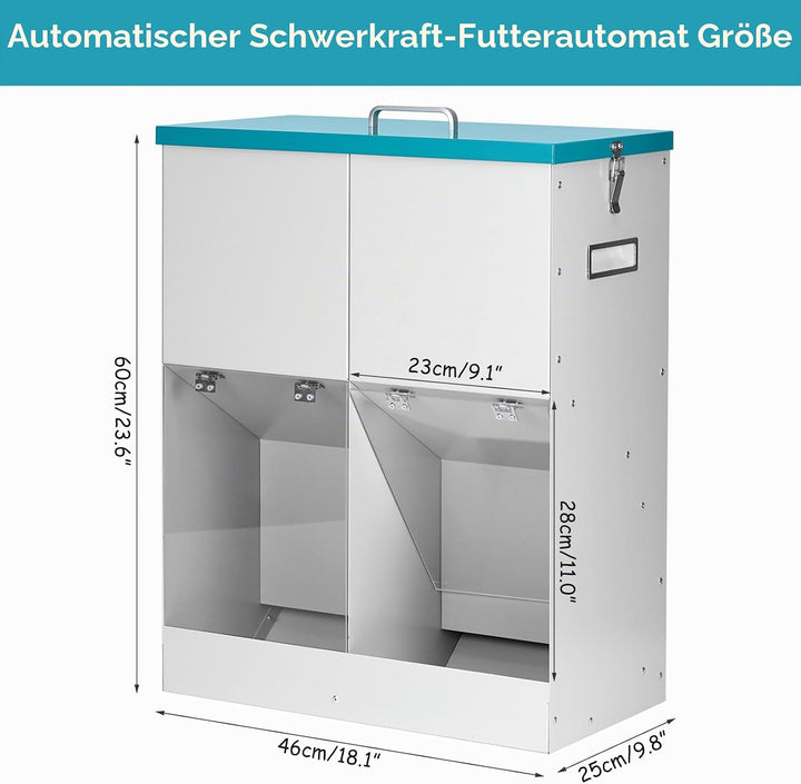 Automatische Schwerkraft-Hundefütterung für 2 Hunde - Keine Montage erforderlich, 46Lbs Kapazität, v
