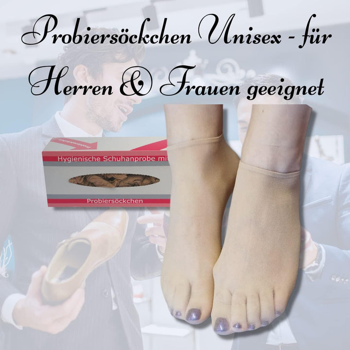 Bentini Probiersocken | Probierstrümpfe | Unisex | Onesize | 500 Stück mit Spenderbox| 20 den/ 22 dt