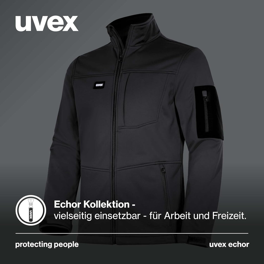 Uvex Echor Softshell-Arbeitsjacke für Herren - atmungsaktiv & wasserabweisend M Schwarz, M Schwarz