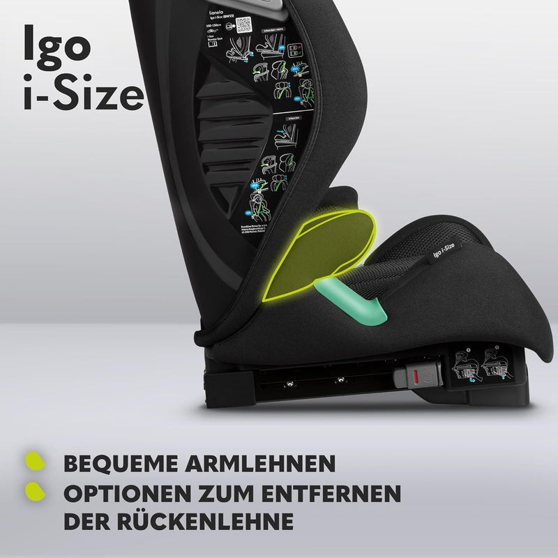 LIONELO IGO I-size Kinderautositz, Gruppe 2 3, von 100-150 cm ISOFIX oder gurtlose Frontbefestigung,