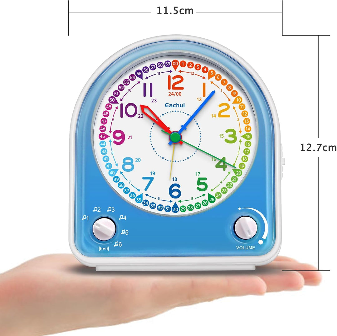 Analog Wecker ohne Ticken mit Schlummerfunktion, Nachtlicht, Einstellbarer Lautstärke und 7 Alarmtön