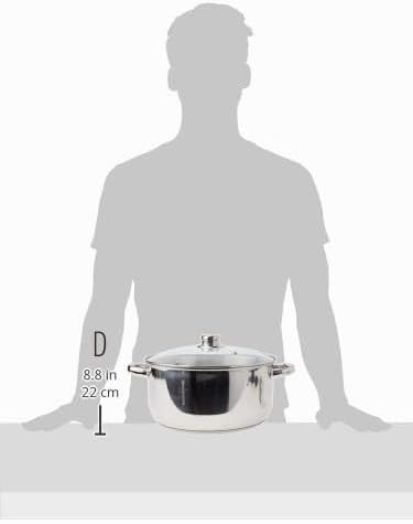 Crealys 502386 Kochtopf, Edelstahl, mit Glasdeckel, 8 l, Durchmesser 28 cm D28cm - 8L, D28cm - 8L