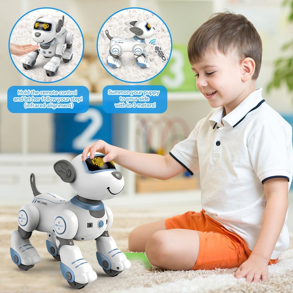 VATOS Roboter Hund Kinder Ferngesteuerter Spielzeug - Interaktiver Anfassen und Folgen Roboterhund m